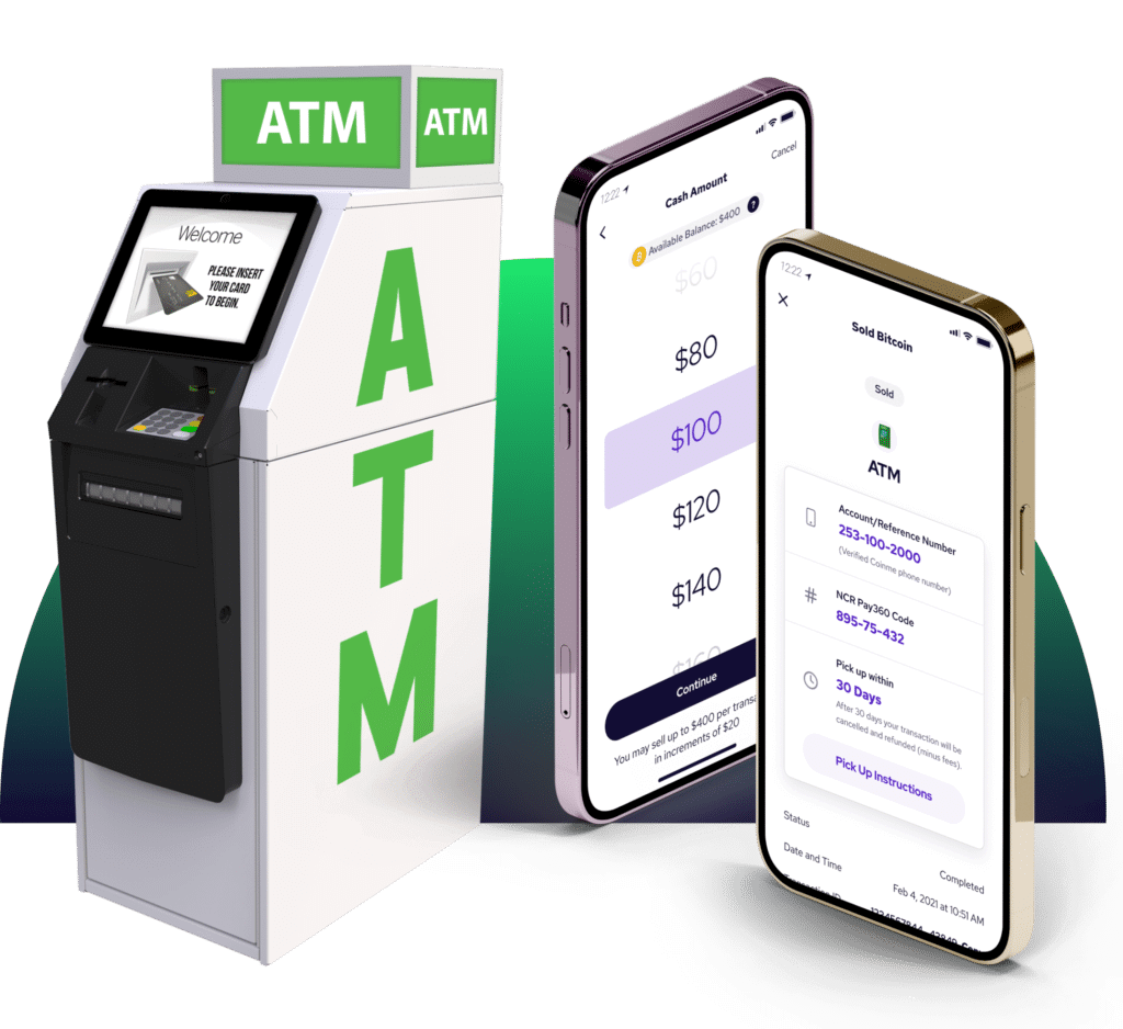 Sell via coinme's mobile app and pick up at an atm near you